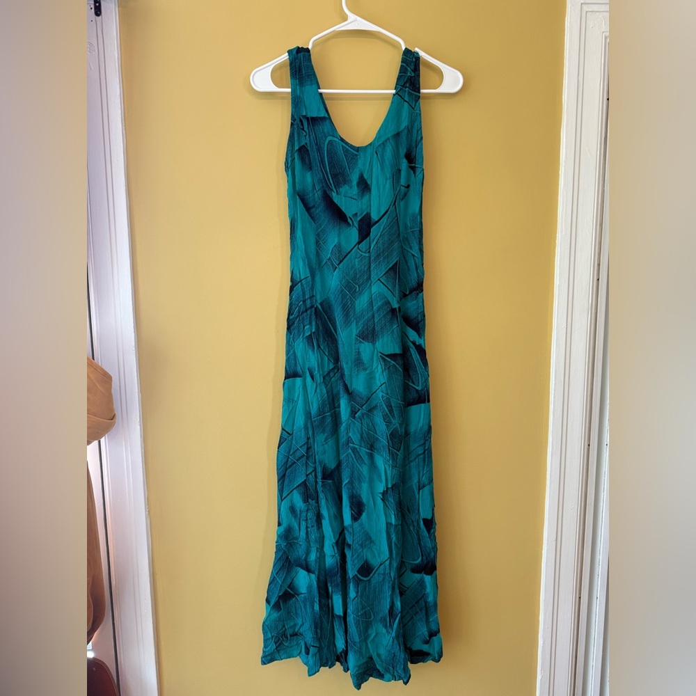 Chic Teal Patterned Maxi Dress